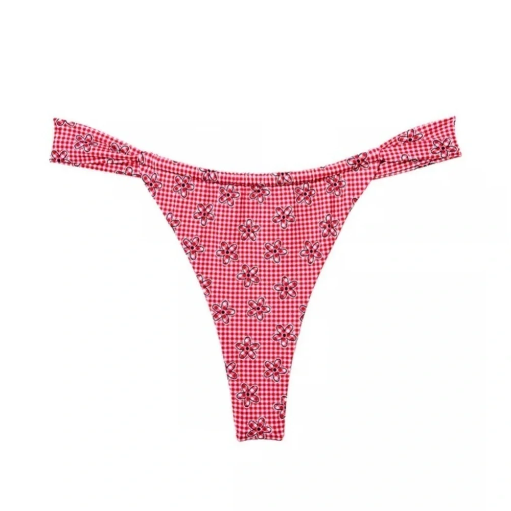 Frankie’s Bikinis x Pink Ladybug Lane Bikini Bottom Plaid XL NWT